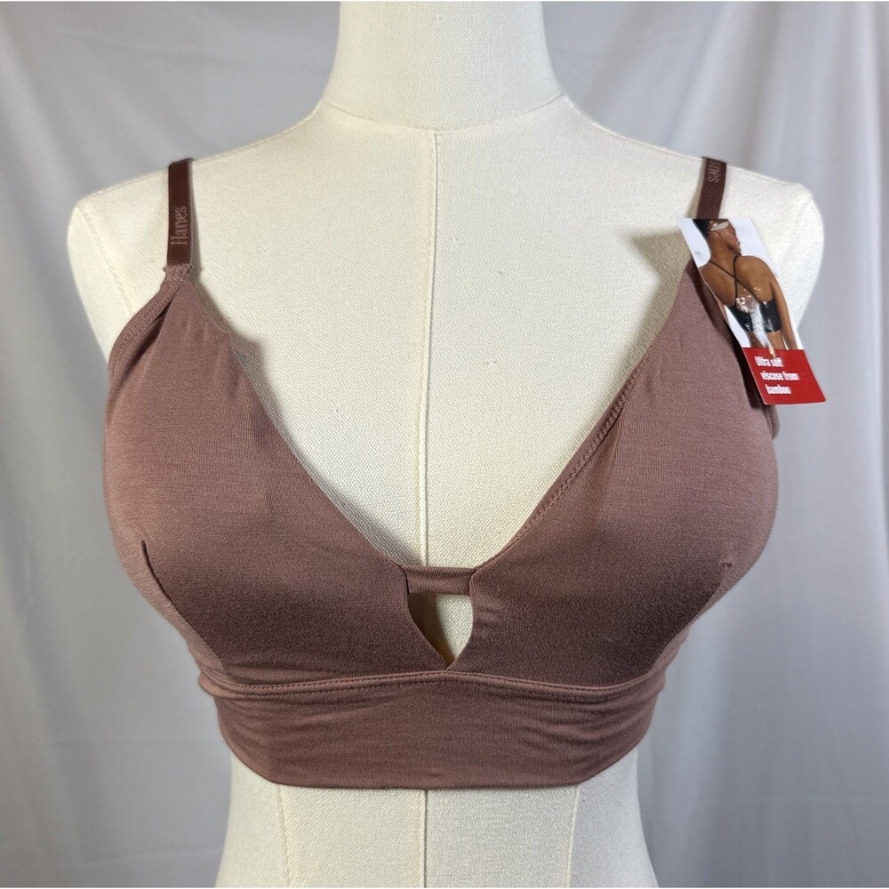 Hanes Women’s Nude Blush Supersoft Longline Triangle Pullover Bralette Bra